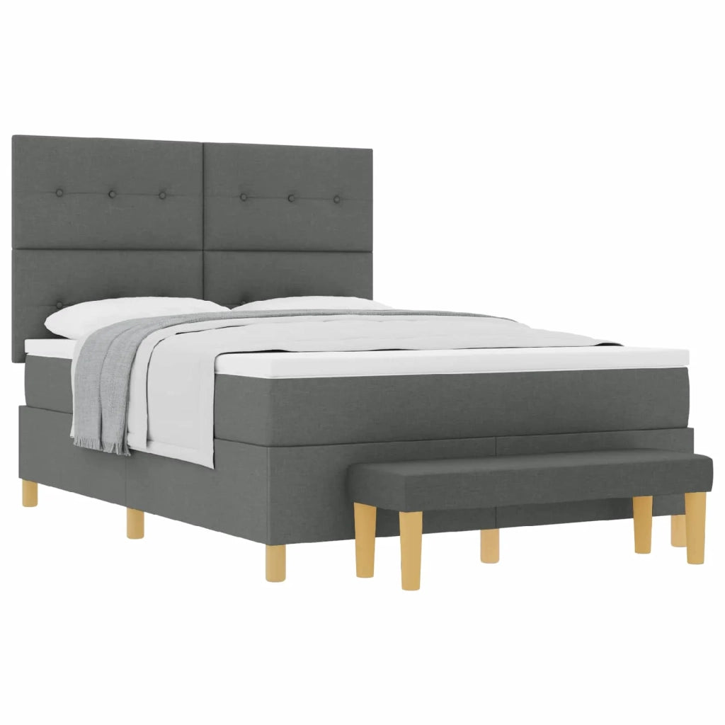 Letto a molle con materasso Grigio scuro 160 x 200 cm Tessuto