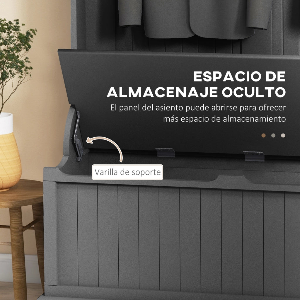 Scarpiera con Banco e 5 Ganci ¨C Minimal ¨C 96x34x180 cm Nero Moderno