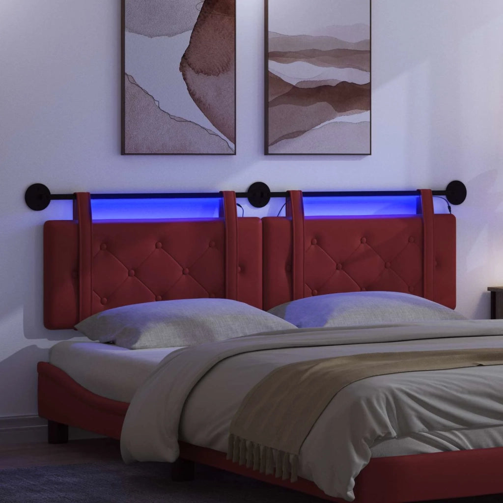 Testiera | Testata sospesa Con luce LED Rosso Vino Similpelle