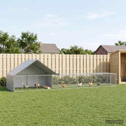 Gabbia per Galline con Tetto e Giardino 2 pz Argento 3434660
