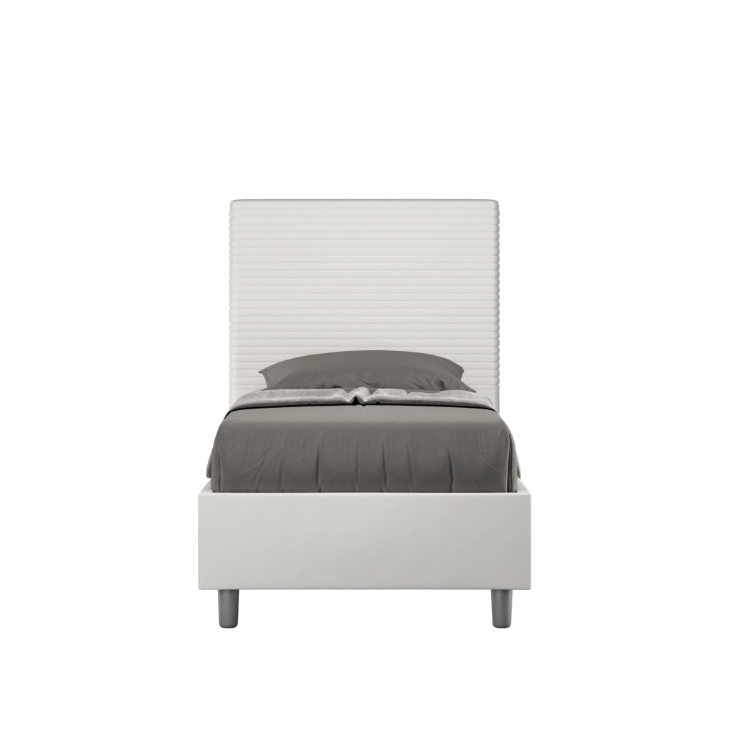 BS COM Letto singolo senza rete imbottito 80x200 similpelle bianco
