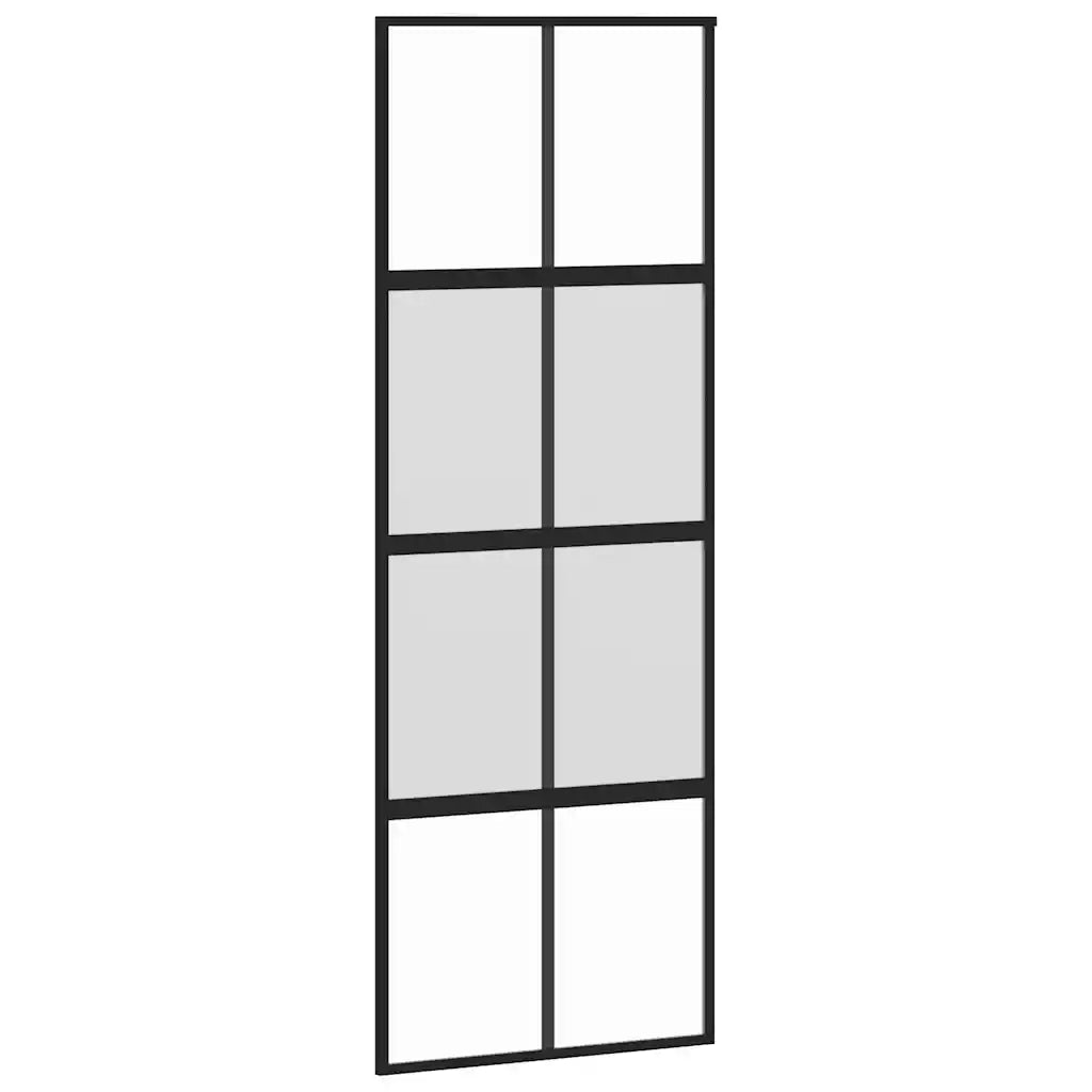 Porta Scorrevole Set Ferramenta Nera 76x205 cm Vetro Temperato 3375832
