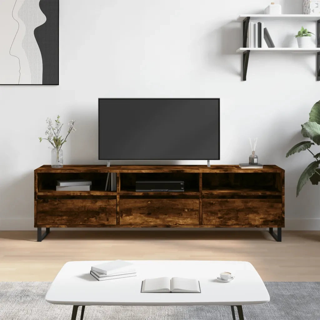 Mobile Porta TV Rovere Fumo 150x30x44,5 cm in Legno Multistrato 831305
