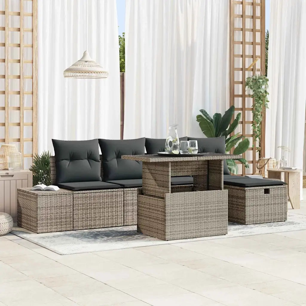 Set Divano da Giardino 6 pcs Grigio polyrattan 3361198