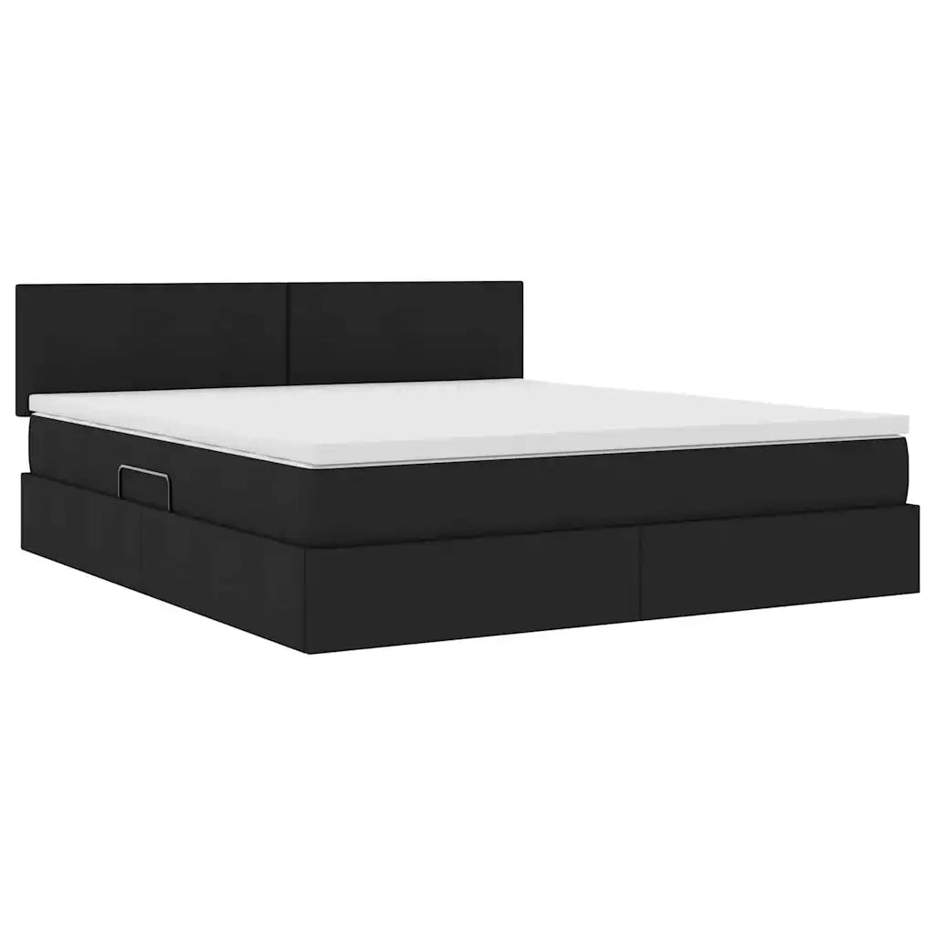 Letto con contenitore e materasso Nero 180 x 200 cm