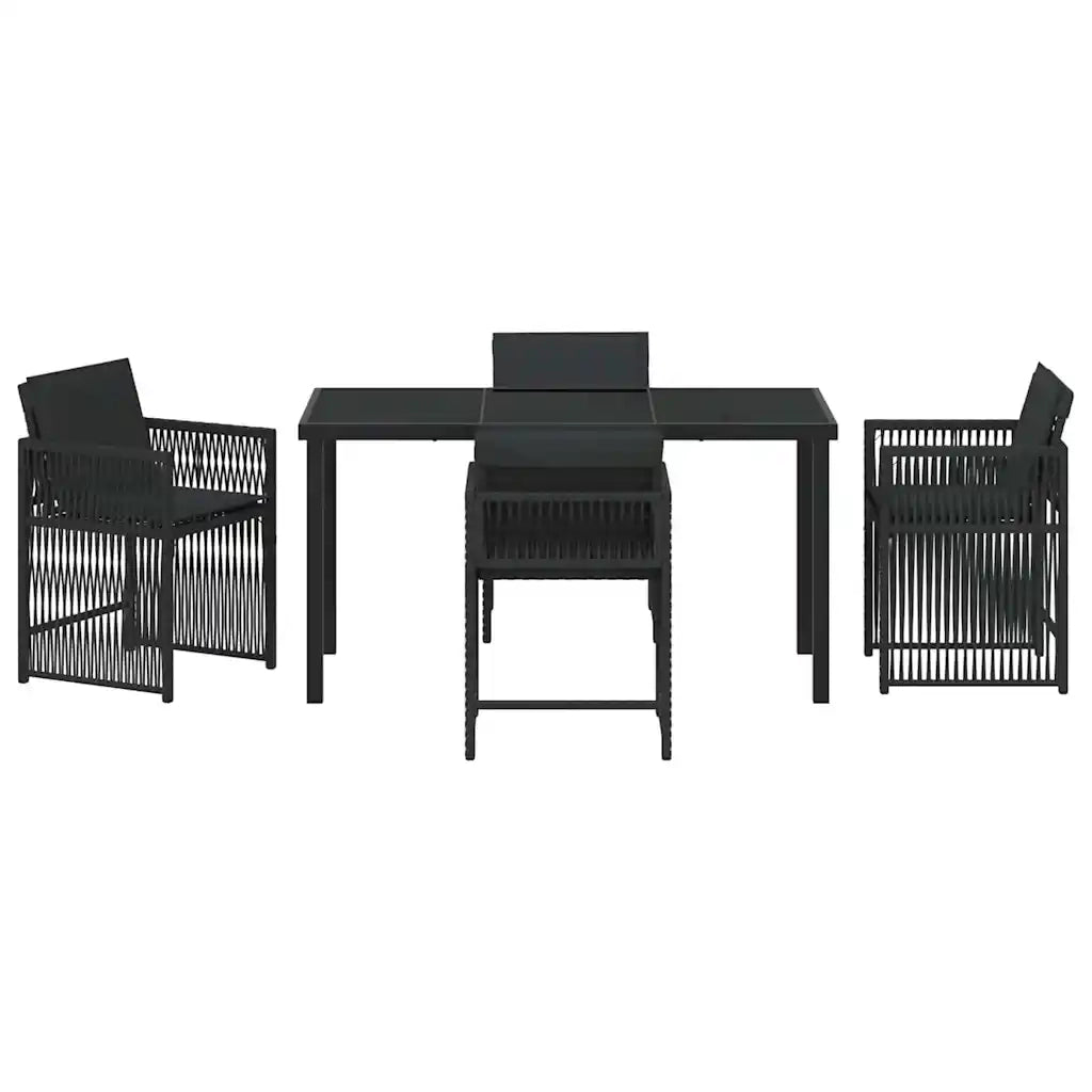 Set da Pranzo per Giardino 5 pcs Nero polyrattan