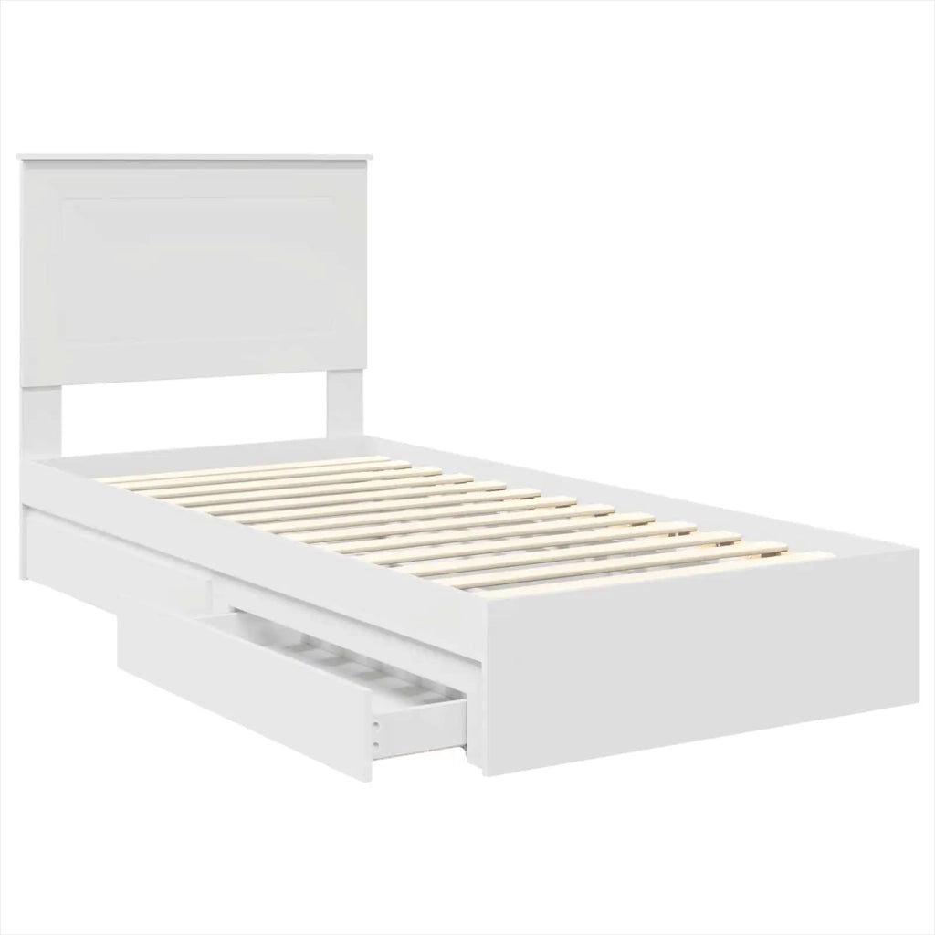 Letto con Contenitore Bianco 75 x 190 cm Legno multistrato