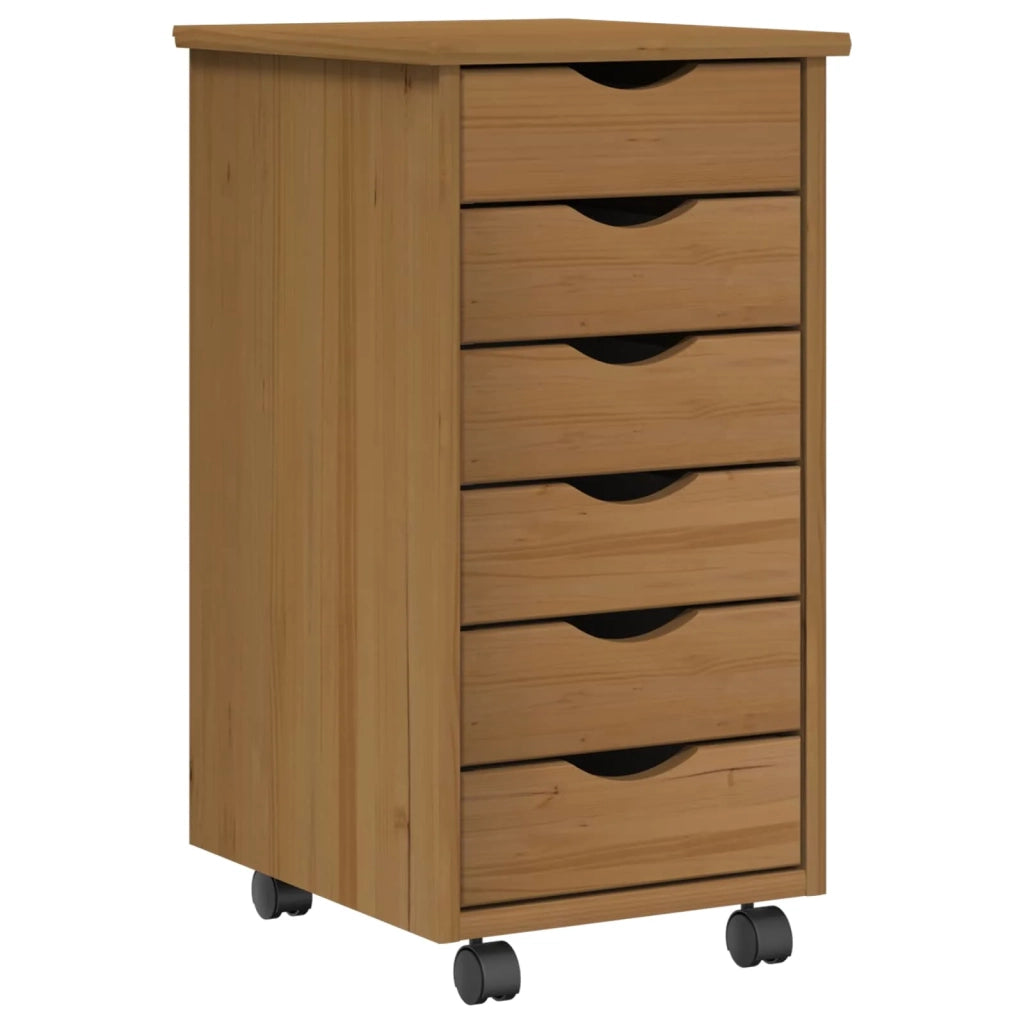 Set scrivania e mobiletto su ruote MOSS 2 pcs Marrone Miele
