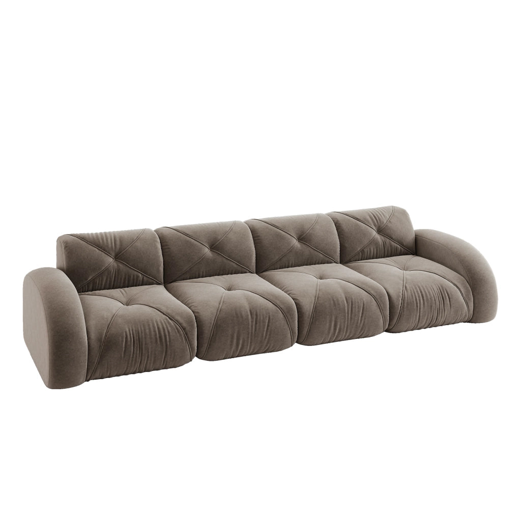 Divano 4 Posti Modulare ¨C Xylo ¨C Tessuto Chenille, Marrone, Senza Montaggio