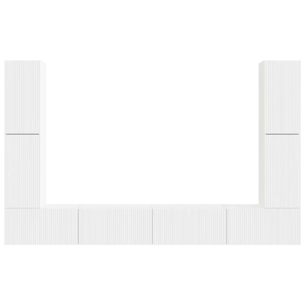 Set mobile TV 8 pcs Bianco Legno multistrato 3409132