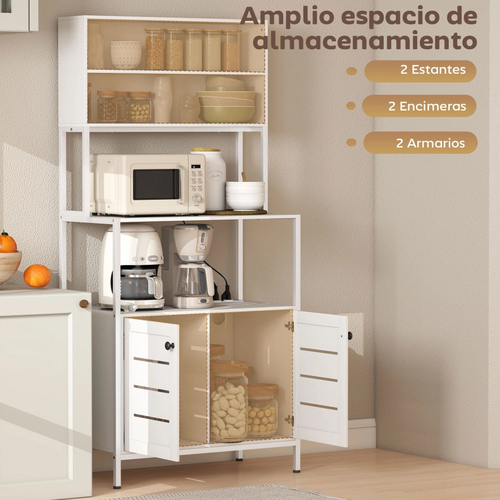 Mobile da Cucina con Presa di Corrente ¨C Xylo ¨C 2 Porte USB 2 Ante Scomparti Bianco