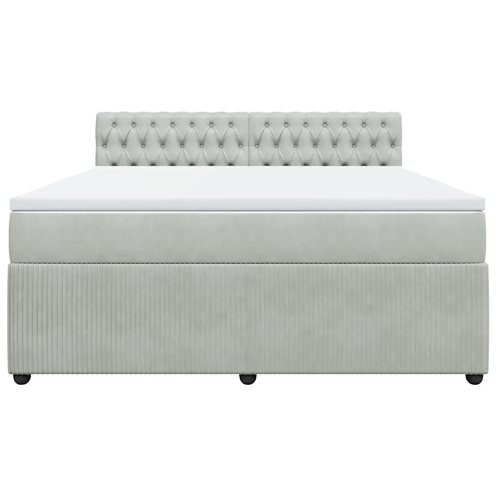 Giroletto a Molle con Materasso Grigio Chiaro 180x200cm Velluto