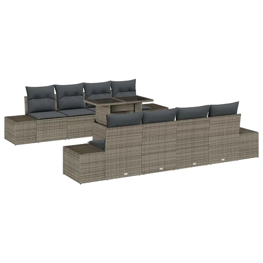 Set Divano da Giardino con cuscino 9 pcs Grigio polyrattan 3349145