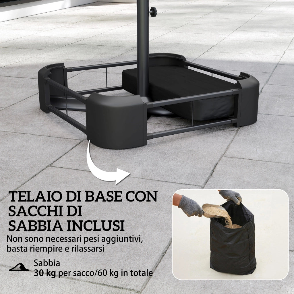 Ombrellone da giardino 12 stecche ¨C Minimal ¨C beige 3x1.5 m