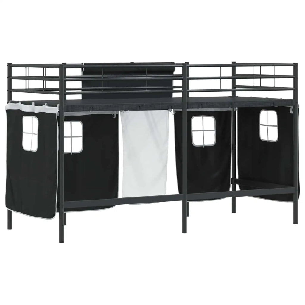 Struttura del Letto Loft per Bambini con Tendine-Giroletto per bambini Nero 779361