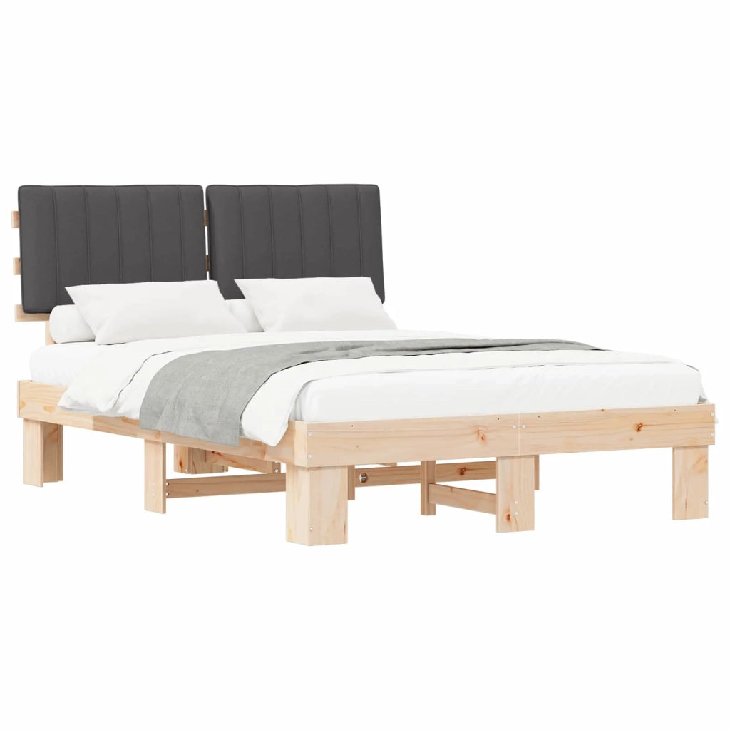 Letto con Testiera Rivestita-Struttura Letto con Testiera Grigio scuro 135 x 190 cm 785434