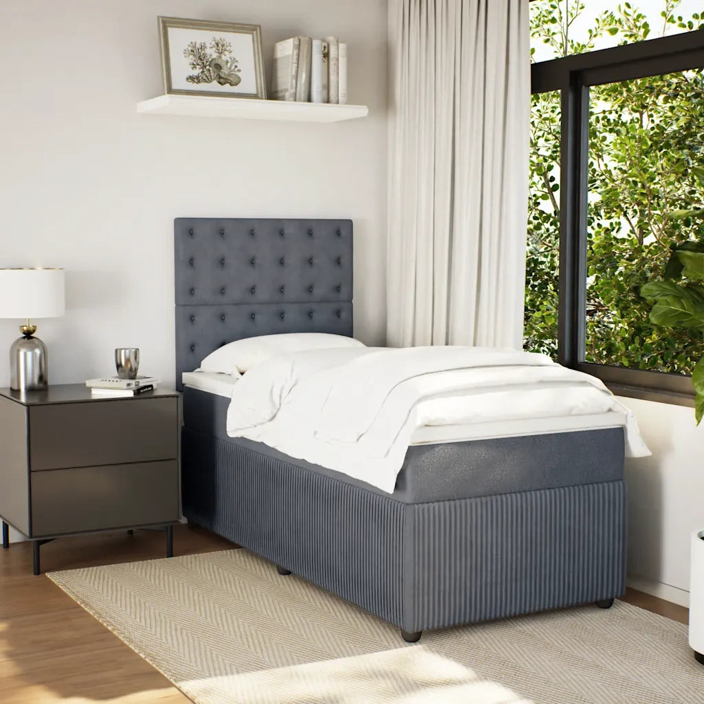 Giroletto a Molle con Materasso Grigio Scuro 80x200 cm Velluto