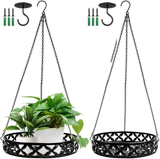Hanger per fiori da 2 pezzi - Vaso per piante in metallo - Attacco per piante per interni/esterni - Piantine appese - Vasi per piante 22/25 cm - Luminoso e duraturo - Hanger per piante