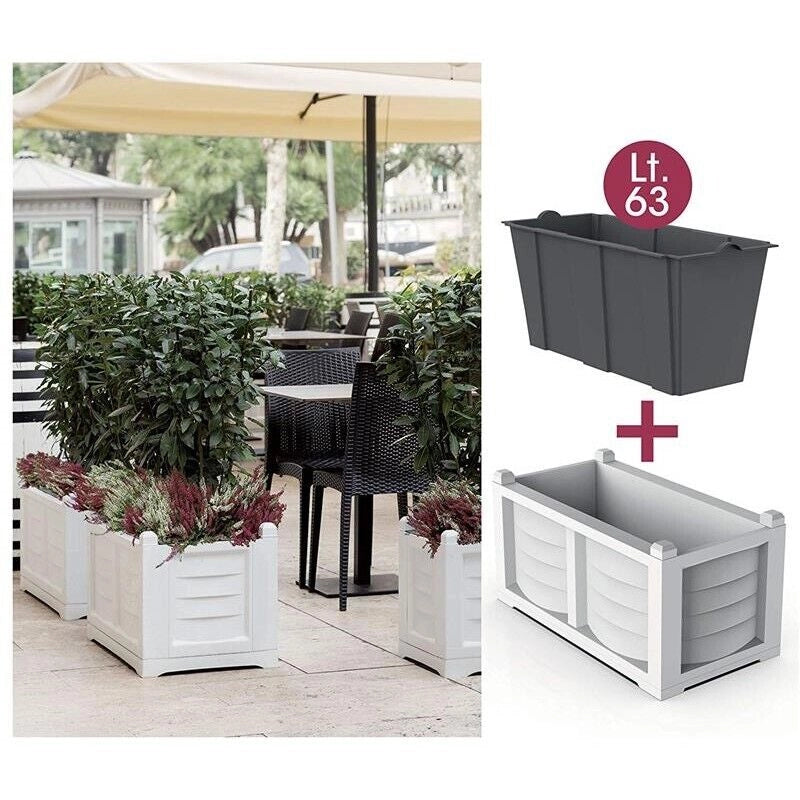 FIORIERA KIT ARREDO CON VASCA INTERNA 80X42,5XH42 RESINA COLORE BIANCO
