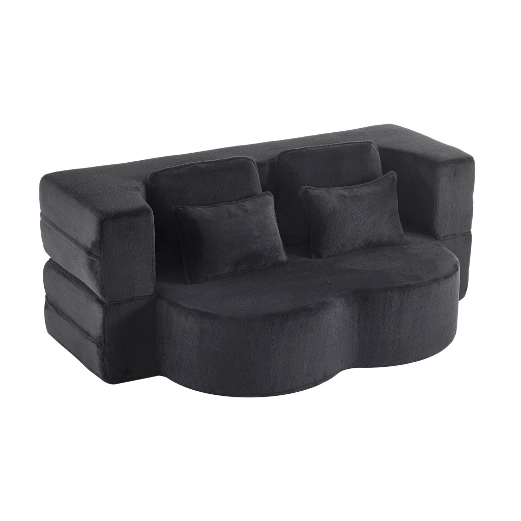 Divano Letto Pieghevole ¨C MINIMAL ¨C Nero, Flanella, Cuscini