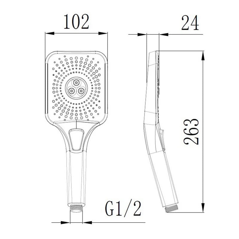 Doccia Square nera con pulsante 3 getti