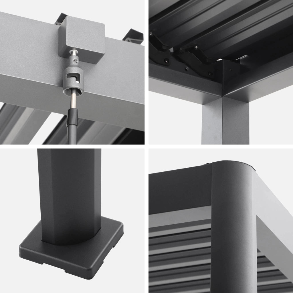 Pergola bioclimatica 3x4m in alluminio e acciaio con lamelle