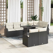 Set Divano da Giardino 9 pcs Nero e Crema polyrattan