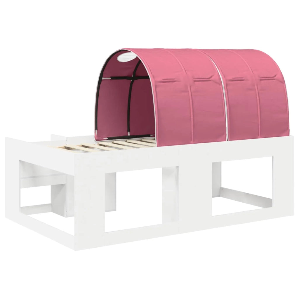 Letto con Tunnel 3 pcs Bianco e Rosa Legno multistrato