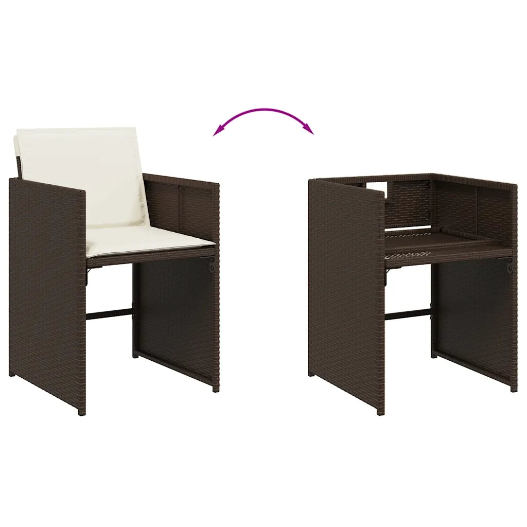 Set da Pranzo da Giardino 13pz con Cuscini Marrone Polyrattan 3211221