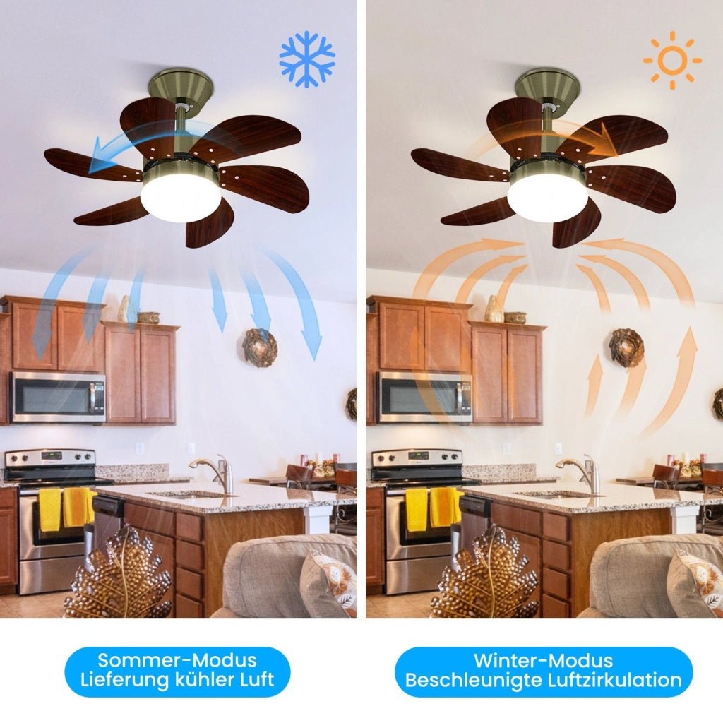ZMH Ventilatore da soffitto con luce e telecomando Silenziatore per corridoio Camera da letto Luce a soffitto