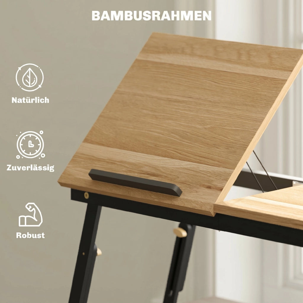 Tavolino da letto regolabile pieghevole con cassetto ¨C Xylo ¨C Legno quercia