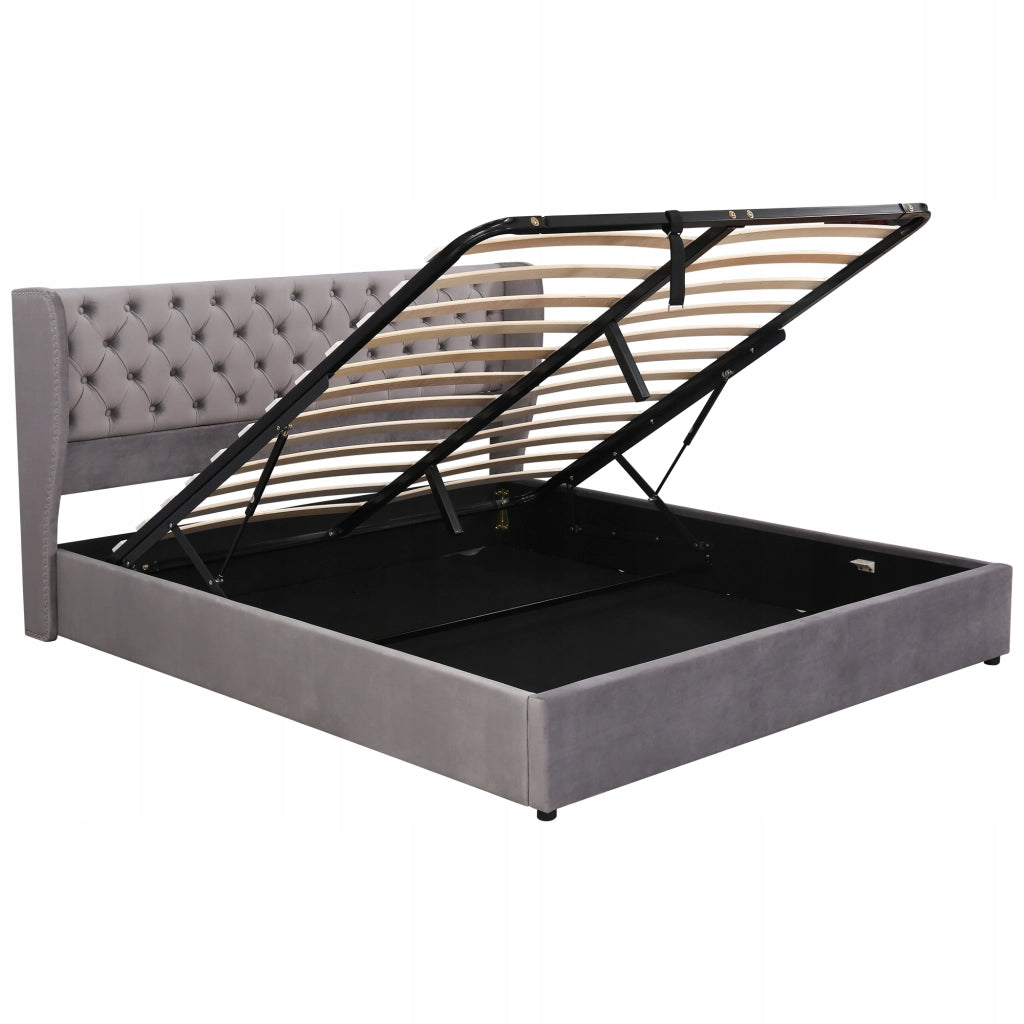 Letto imbottito 160x200 - Xylo - Grigio con sistema idraulico