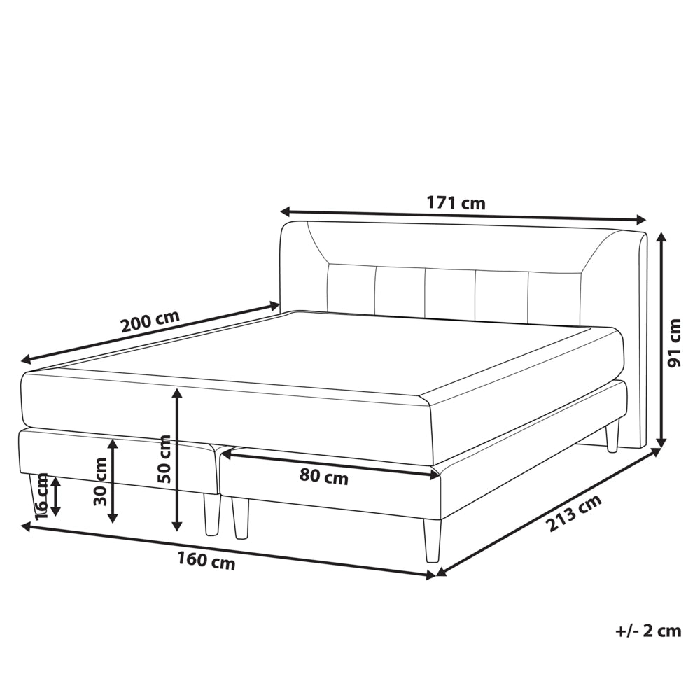 Letto in velluto grigio tappezzeria 160 x 200 cm Continental con materasso a molle