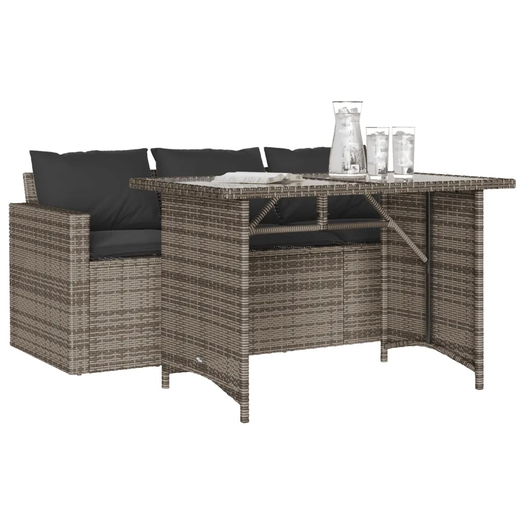Set da Pranzo da Giardino 2 pz con Cuscini in Polyrattan Grigio 366331