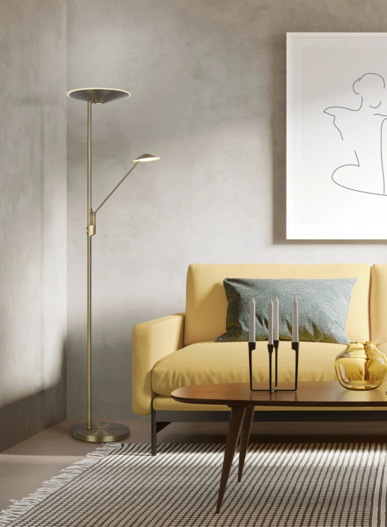 Piantana LED, metallo, ottone invecchiato, 30x180x41,6 cm, Brantford
