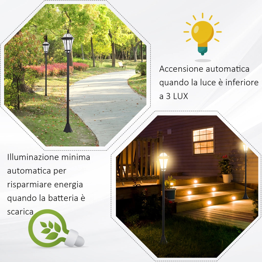 Lampioni Solari da Giardino Set 2 Pezzi ¨C Xylo ¨C LED Automatici Nero