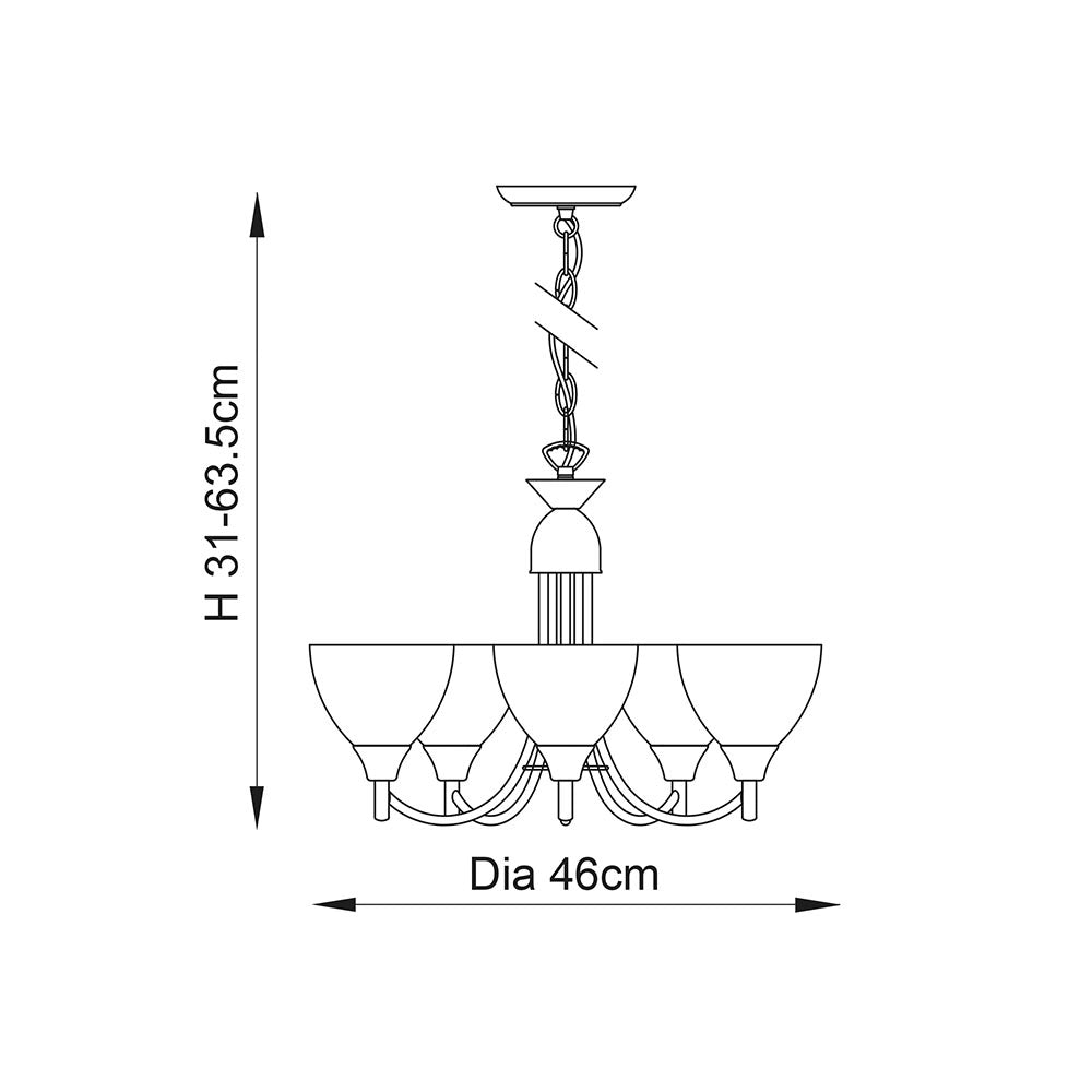 Lampadario classico ottone anticato 5 luci E14 Alton