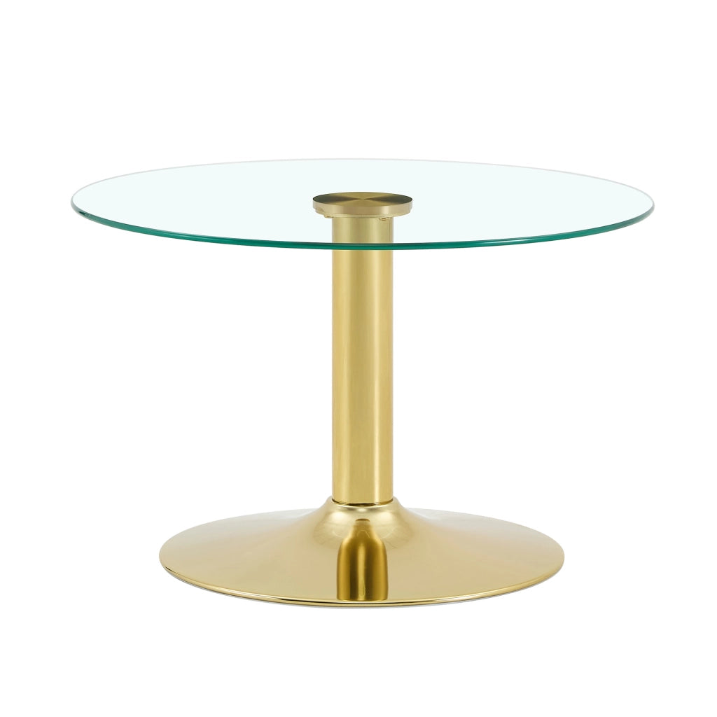 TAVOLO Basso Rotondo in Vetro 70 cm Oro