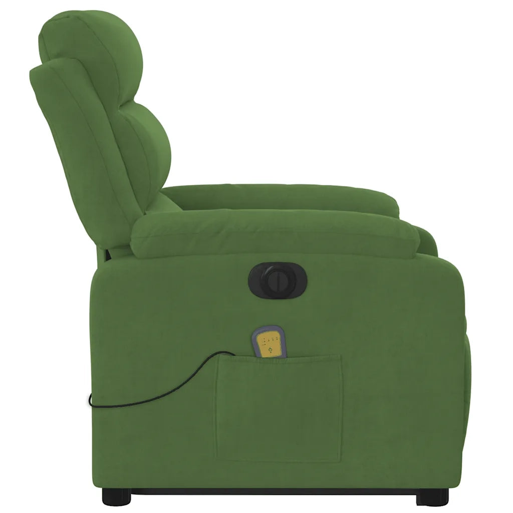 Poltrona Alzapersona Massaggi Elettrica Verde Chiaro Velluto 3205128