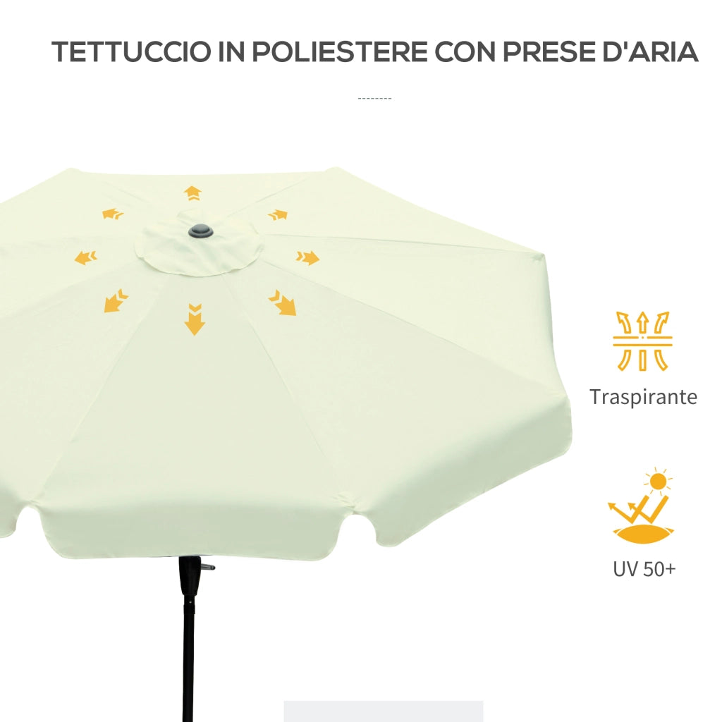 Ombrellone da Giardino e Terrazza ?2.7x2.5 m Rotondo con Testa Inclinabile e Resistente ai Raggi UV 50+, Beige