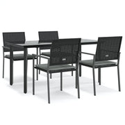 Set Pranzo da Giardino 5pz | Set Salotto da Giardino con Cuscini in Polyrattan e Acciaio