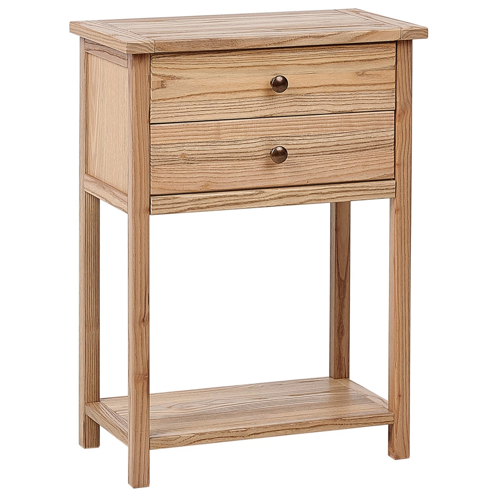 Consolle decorativa con 2 cassetti 74 cm in legno chiaro stile rustico