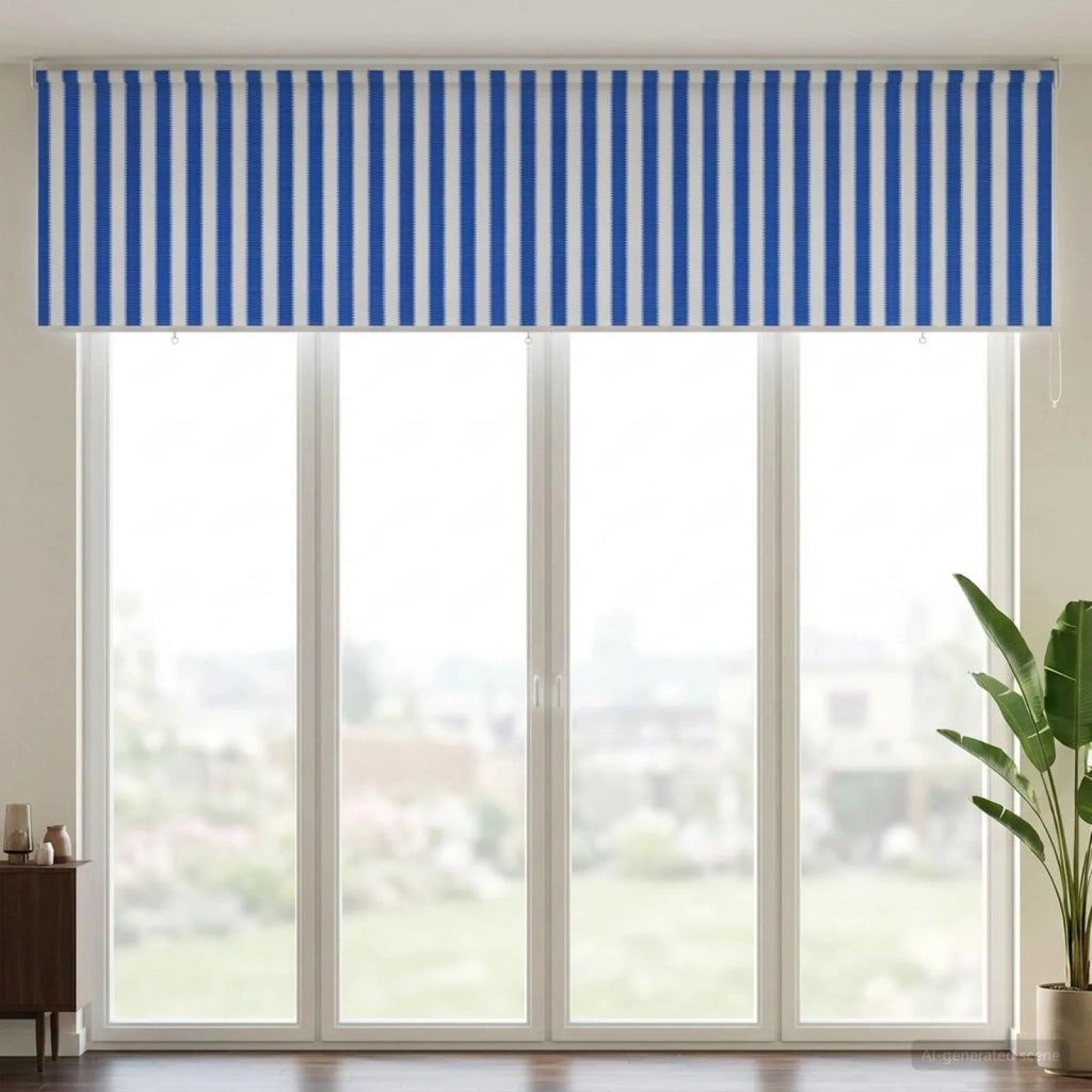 Tenda a Rullo Esterno Blocco UV 90% Strisce Blu e Bianche HDPE 42035983