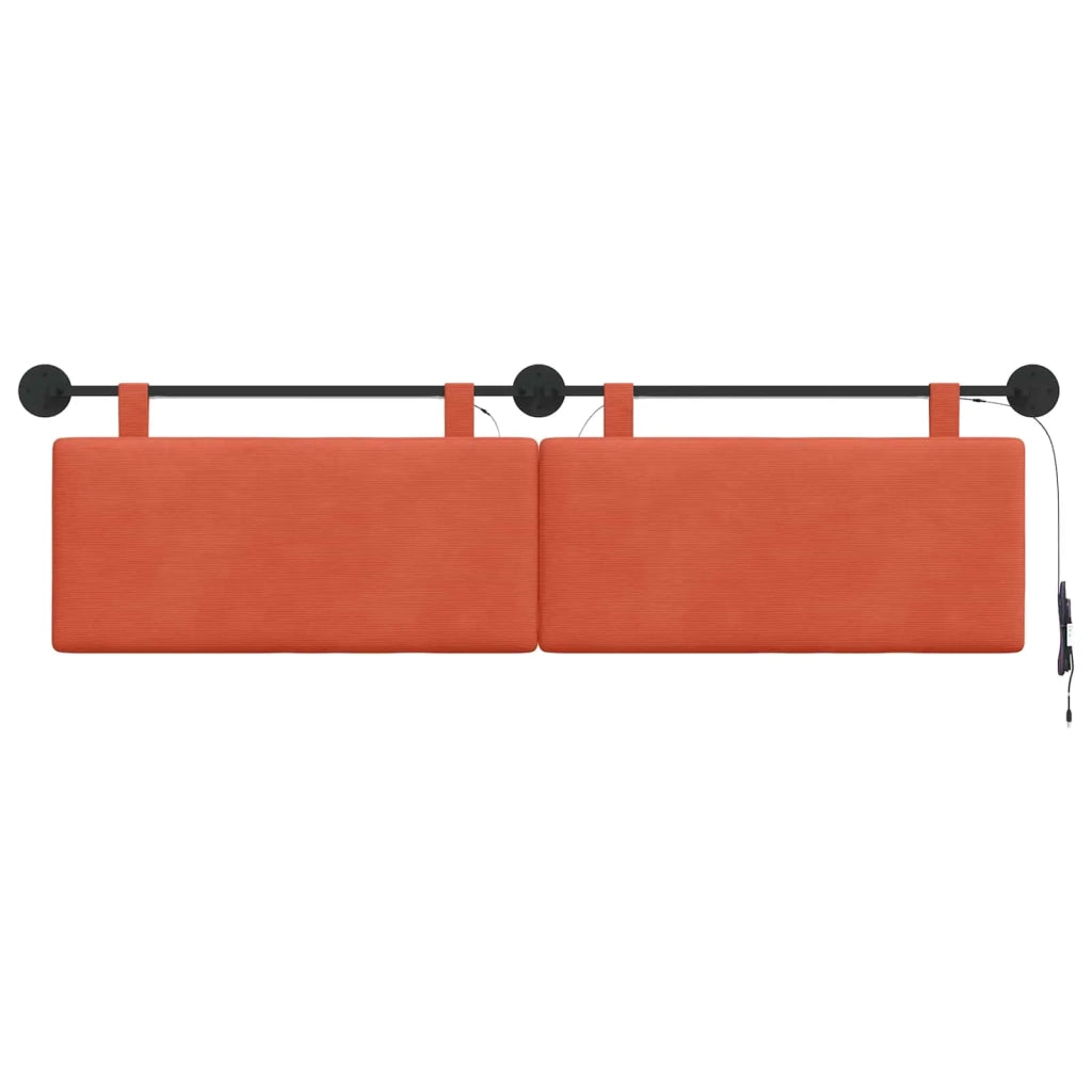 Testiera | Testata sospesa Con luce LED Rosso Arancio Tessuto in Cords