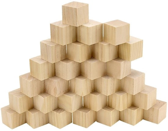Blocchi di legno 30 pezzi - 50 x 50 x 50 mm - Cubo di legno non trattato - Materiale per fai da te - Progetti di fai da te - Adatto per la pittura con la fiamma - Cubo per fai da te