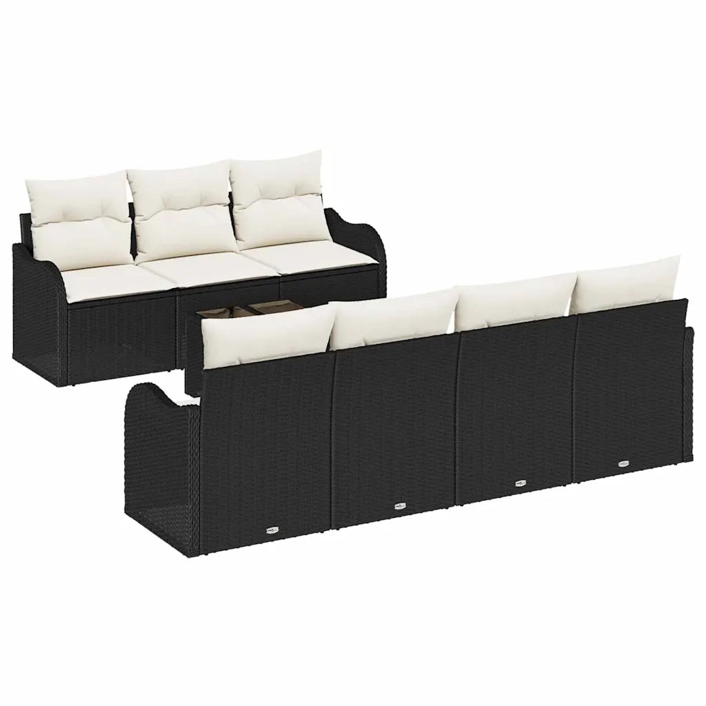 Set Divano da Giardino Nero 55 x 55 x 37 cm polyrattan