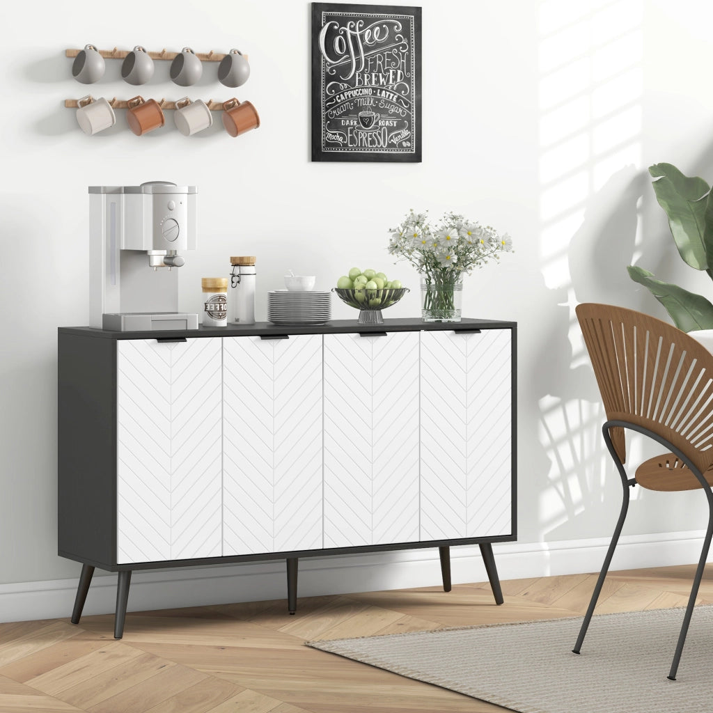 Armadio a 4 ante ¨C Minimal ¨C Bianco e Nero 120x35x77,4 cm