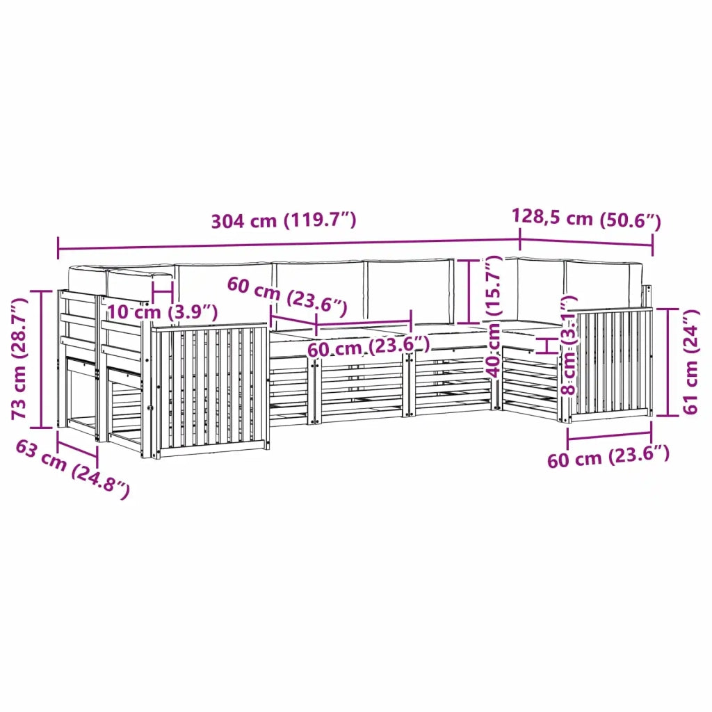 Set divano sezionale con cuscino 7 pcs Grigio Naturale e Chiaro 3375406