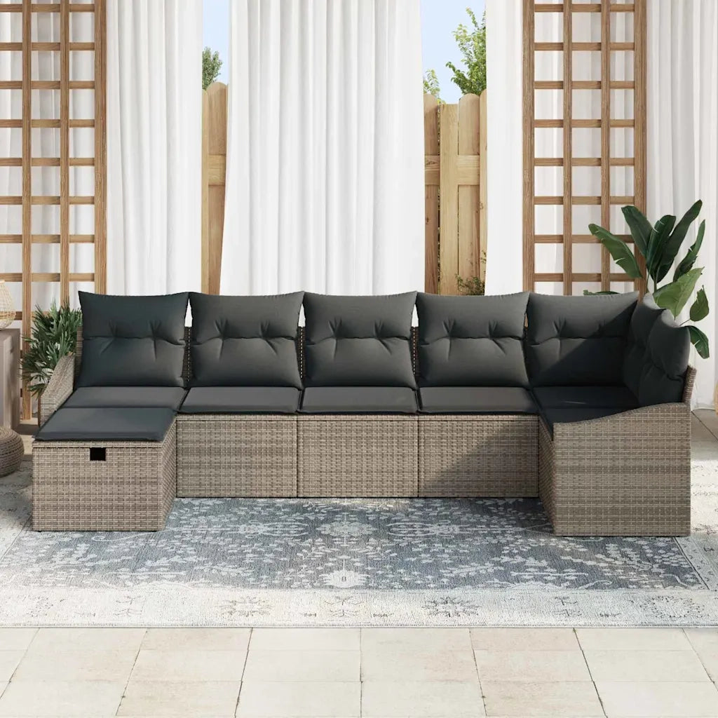 Set di divani con cuscino 7 pcs Grigio polyrattan 3359298