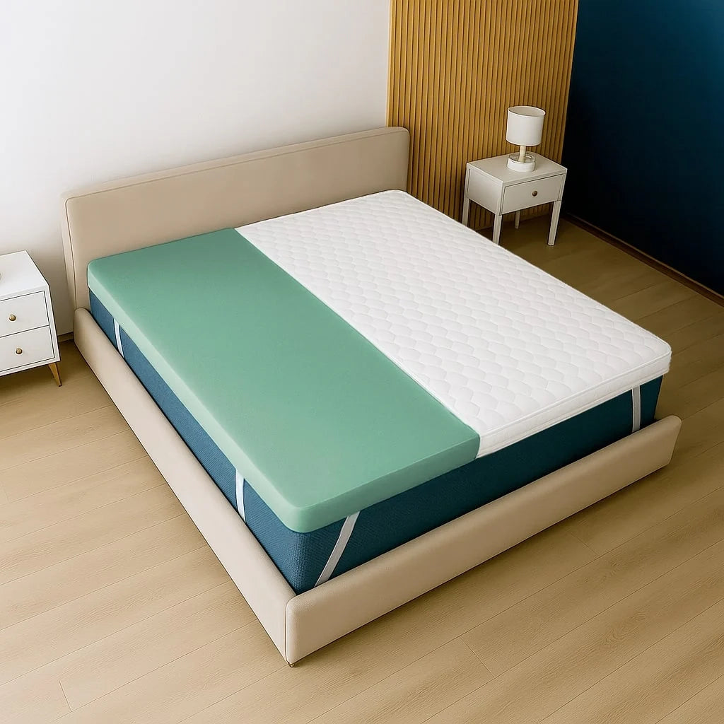 Topper 160 x 200 in Memory Foam con Altezza di 5 cm | Traspirante e Anallergico | Prodotto in Italia